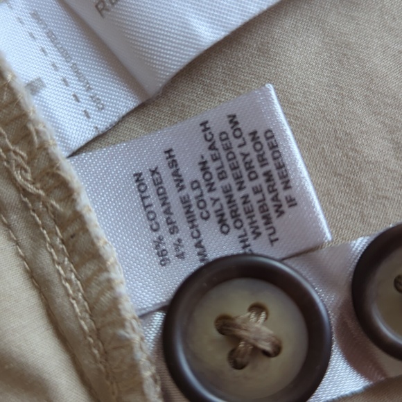 Ann Taylor Loft Khaki Safari Button Tab Sleeve Collared Dress SP Tan Pockets - Picture 10 of 16